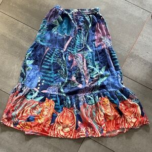 Anthropologie Blue and Red Maxi Skirt